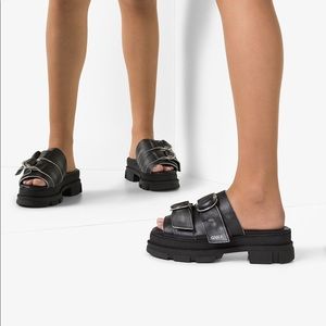 Ganni Buckle Platform Sandals Size 38
